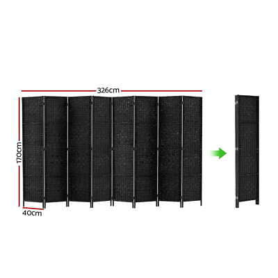 8 Panel Room Divider Screen Privacy Timber Foldable Dividers Stand Black