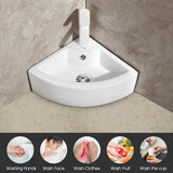 Bathroom Corner Ceramic Vessel Sink Wash Vanity Basin Bowl Counter Top White