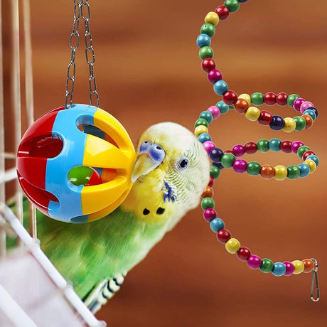 Bird Swing Chewing Toys, 11 Packs Brightly colored and sturdy Parrot Hammock Bell Toys,Parrot Cage Toy Bird Perch with Wood Beads Hanging for Small Parakeets, Cockatiels, Conures, Finches,Budgie,Parrots, Love Birds,Canaries