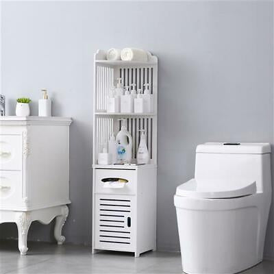 Waterproof Bathroom Toilet Side Corner Cabinet Shelf Stand Big Storage White