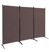 3-Panel Room Divider Folding Privacy Screen with Hinges Steel Base Wood