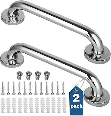 2X Safety Grip Bathroom Support Grab Handle Steel Bath Shower Toilet Hand Rail