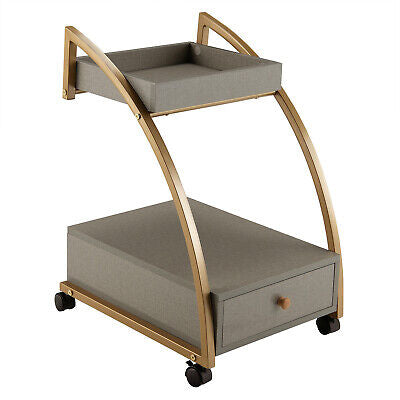 End Table Mobile Storage Cart C-Shaped Rolling Sofa Side Table w/Wheels