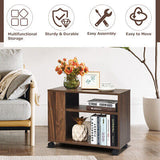 Beside Table Rolling Sofa Side End Table Nightstand Industrial w/ Wheels