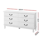 Chest of Drawers Dresser Table Lowboy Storage Cabinet White KUBI Bedroom