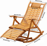 Folding Reclining Lounge Chair Rocking Chair Folding Bamboo Chair Recliner Reclining Indoor/Outdoor Foldable Lounge Chair Furniture Armchair for Patio