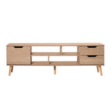 TV Cabinet Entertainment Unit Stand Storage Drawer Wooden Shelf Oak 140cm