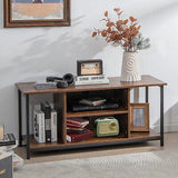 TV Stand Entertainment Unit Industrial Wooden Storage Shelf Rustic Brown