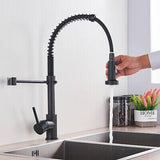 Kitchen Sink Tap 360°Swivel Spout Pull Out Spray Mixer Tap Black Faucet