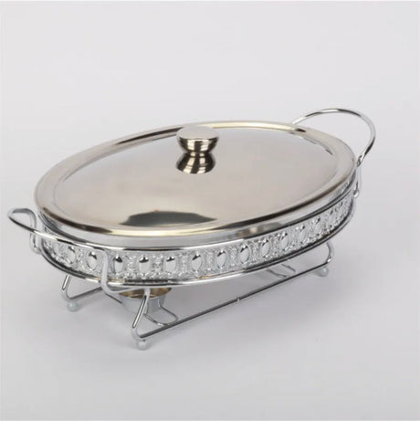 Food Warmer Buffet Alcohol Stove Luxury Golden Oval Hotel Wedding Chafing Dish