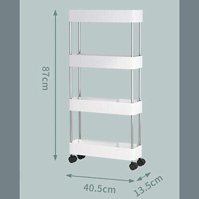 Kitchen Utility Trolley Slim Rolling Cart Bathroom Mobile Storage Shelf 4T -13cm