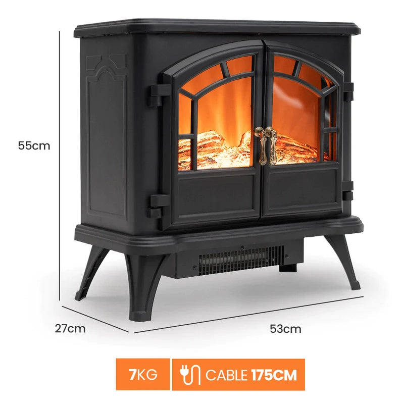 Free Standing Electric Log Stove Fireplace Heater with Flame Effect