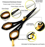 Professional Hair Cutting Scissors Kit - Haircut Scissor for Barber/Hairdresser/Hair Salon + Thinning/Texture Hairdressing Shear for Beautician + Straight Edge Razor + 10 Double Edge Blades with Pouch/Case