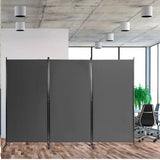 3-Panel Room Divider Folding Privacy Screen with Hinges Steel Base Wood