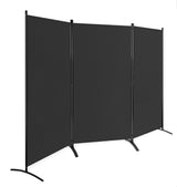 3-Panel Room Divider Folding Privacy Screen with Hinges Steel Base Wood