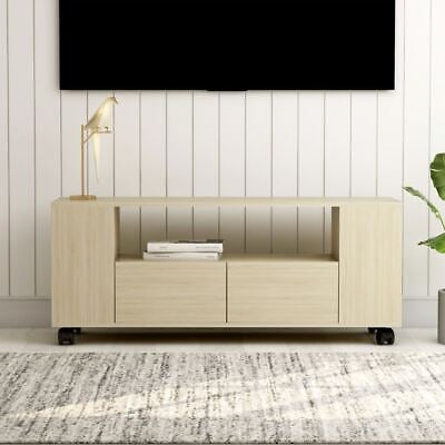 TV Entertainment Unit Stand Media Console Cabinet With Wheels Display Table