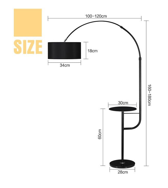 LED Floor Lamp Stand Free Standing Reading Lampshade Light Storage Table