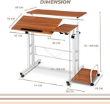 Mobile Stand Up Desk, Adjustable Height Laptop Desk with Wheels Rolling Workstation with Tiltable Panel Board and Detacheable Sideboard