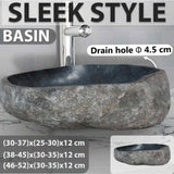 Basin Natural River Stone Oval Bathroom Sink Washroom Bowl Vanity Multi Sizes