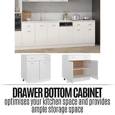 Modern Kitchen Bottom Cabinet High Gloss White 2-Door Storage Organizer Cupboard