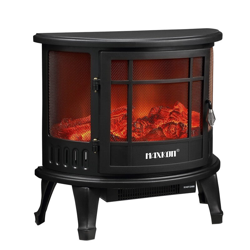 Electric Fireplace Freestanding Stove Heater LED Flame Effect 1800W