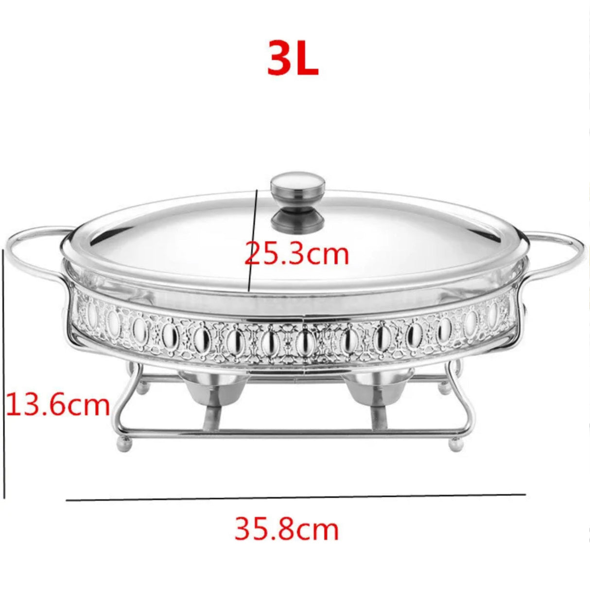 Food Warmer Buffet Alcohol Stove Luxury Golden Oval Hotel Wedding Chafing Dish