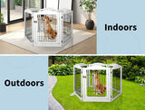 6 Panels Pet Dog Playpen Puppy Exercise Cage Enclosure Fence Indoor White