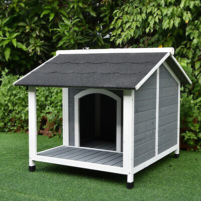 Wooden Pet Dog Kennel Timber Awning House Cabin Wood Log Box 100X91Cm