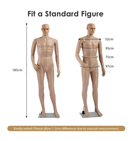 185CM Male Mannequin Full Body Manikin Display Stand Model Dress Form Adjustable