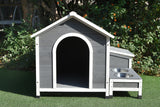 Large Dog House Kennel Pet Timber Wooden Stainless Steel Bowls Storage 