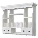 Kitchen Wall Cabinet Wooden Storage Shelves Drawers Hooks Rack Organizer White