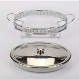 Food Warmer Buffet Alcohol Stove Luxury Golden Oval Hotel Wedding Chafing Dish