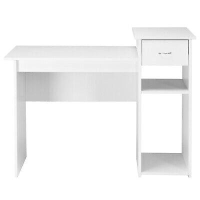 Computer Desk Study Writing Table w/ Storage Shelves Home Office White