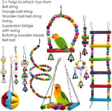 Bird Swing Chewing Toys, 11 Packs Brightly colored and sturdy Parrot Hammock Bell Toys,Parrot Cage Toy Bird Perch with Wood Beads Hanging for Small Parakeets, Cockatiels, Conures, Finches,Budgie,Parrots, Love Birds,Canaries