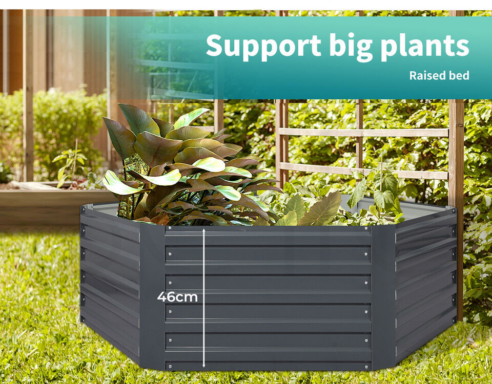 Garden Bed Planter Raised Coated Steel Veggie Beds Hexagon 130x130x46cm