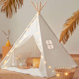 Large Teepee Tent Wigwam with Mat Boys Girls Pretend Play Tent Wood Frame