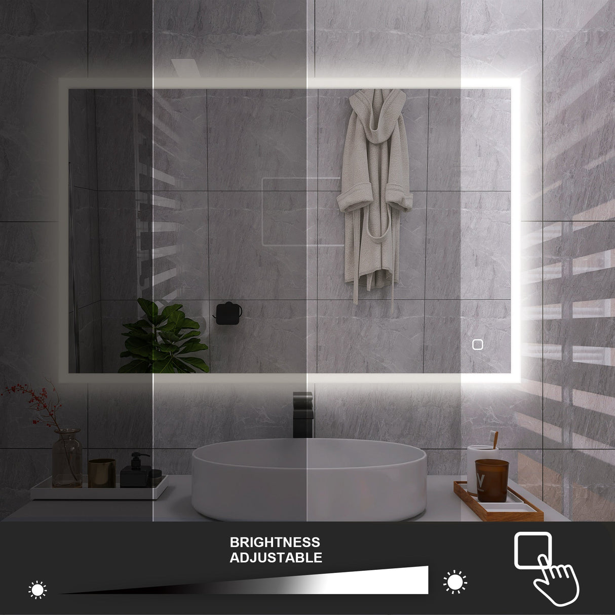 LED Bathroom Lighted Mirror Dimmable Frameless Vanity Makeup Touch Bluetooth