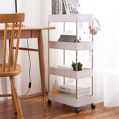 4Tier Trolley Rack Shelf Kitchen Bathroom Storage Rolling Rack Cart Storage Cart