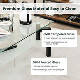 Glass Coffee Table 2-Tier Tempered Accent Table W/ Metal Tube Legs Living Room