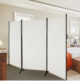 3-Panel Room Divider Folding Privacy Screen with Hinges Steel Base Wood