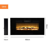 100cm Electric Heater Fireplace Wall Mounted Flame Effect Remote Indoor