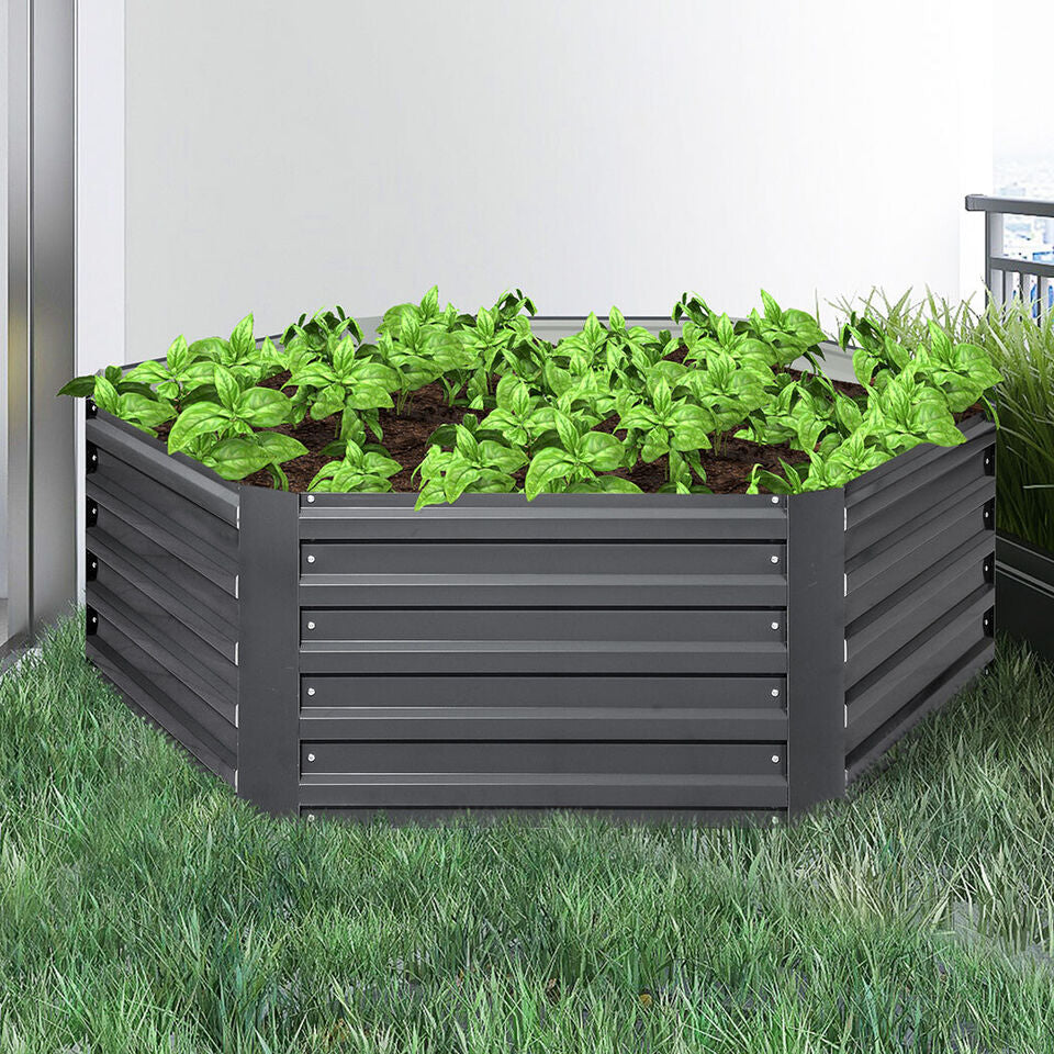 Garden Bed Planter Raised Coated Steel Veggie Beds Hexagon 130x130x46cm