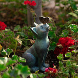 Cat Play Butterfly Statues Figurines Garden Resin Sculptures Landscape Ornament