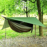 Camping Hammock with Rain Fly Tarp and Mosquito Net Tent Tree Straps, Portable