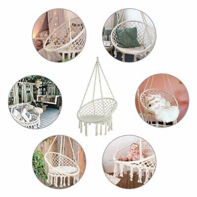 150KG Hammock Chair Macrame Cotton Swing Bed Hanging Relax Outdoor Indoor AU