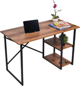 Computer Desk 120 x 60 x 75 Cm, Home Office Laptop Desk Study Writing Table with Storage Shelves On Left Or Right Side, Wood Table Metal Frame for PC Laptop