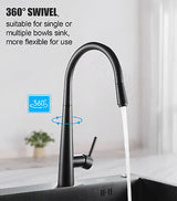 Black Pull Out Kitchen Sink Mixer Tap Brass Swivel Spout Basin Faucet