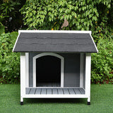 Wooden Pet Dog Kennel Timber Awning House Cabin Wood Log Box 100X91Cm