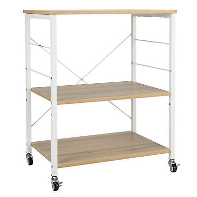 3-Tier Kitchen Rolling Shelf Trolley Mobile Storage Cart Printer Stand