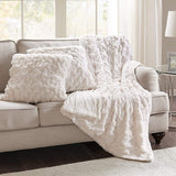 Comfort Spaces Ruched Faux Fur Plush 3 Piece Throw Blanket Set